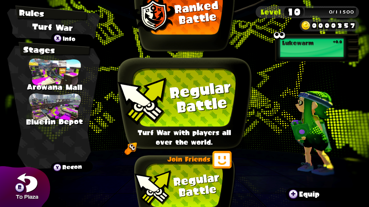 The Lobby area in Splatoon 1.